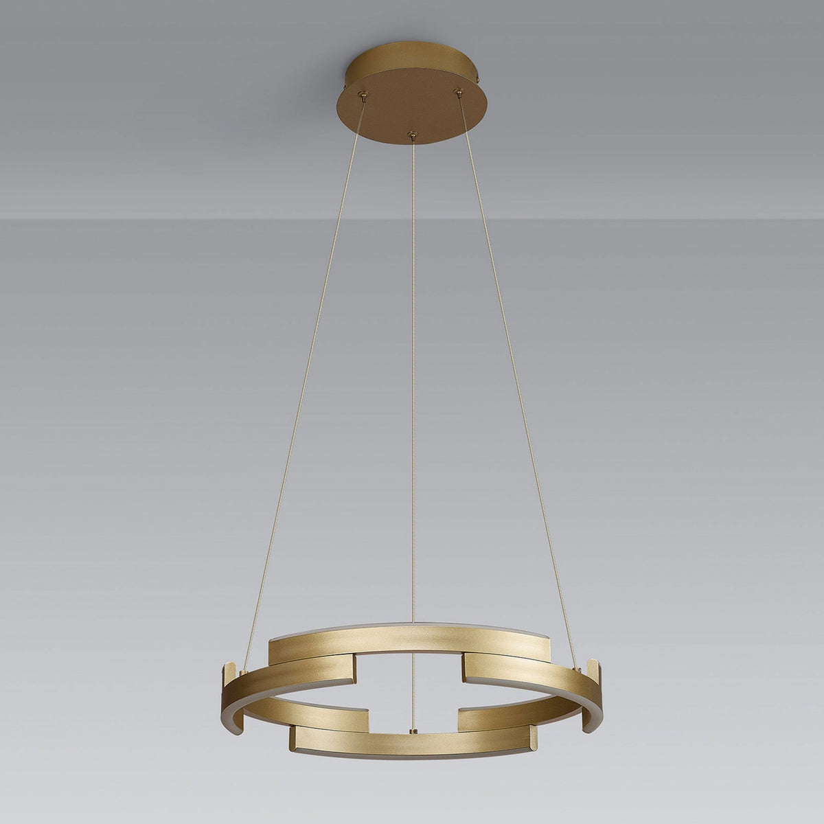Alfreton 40cm 22W LED Pendant in Satin Gold Finish & Opal Diffusers