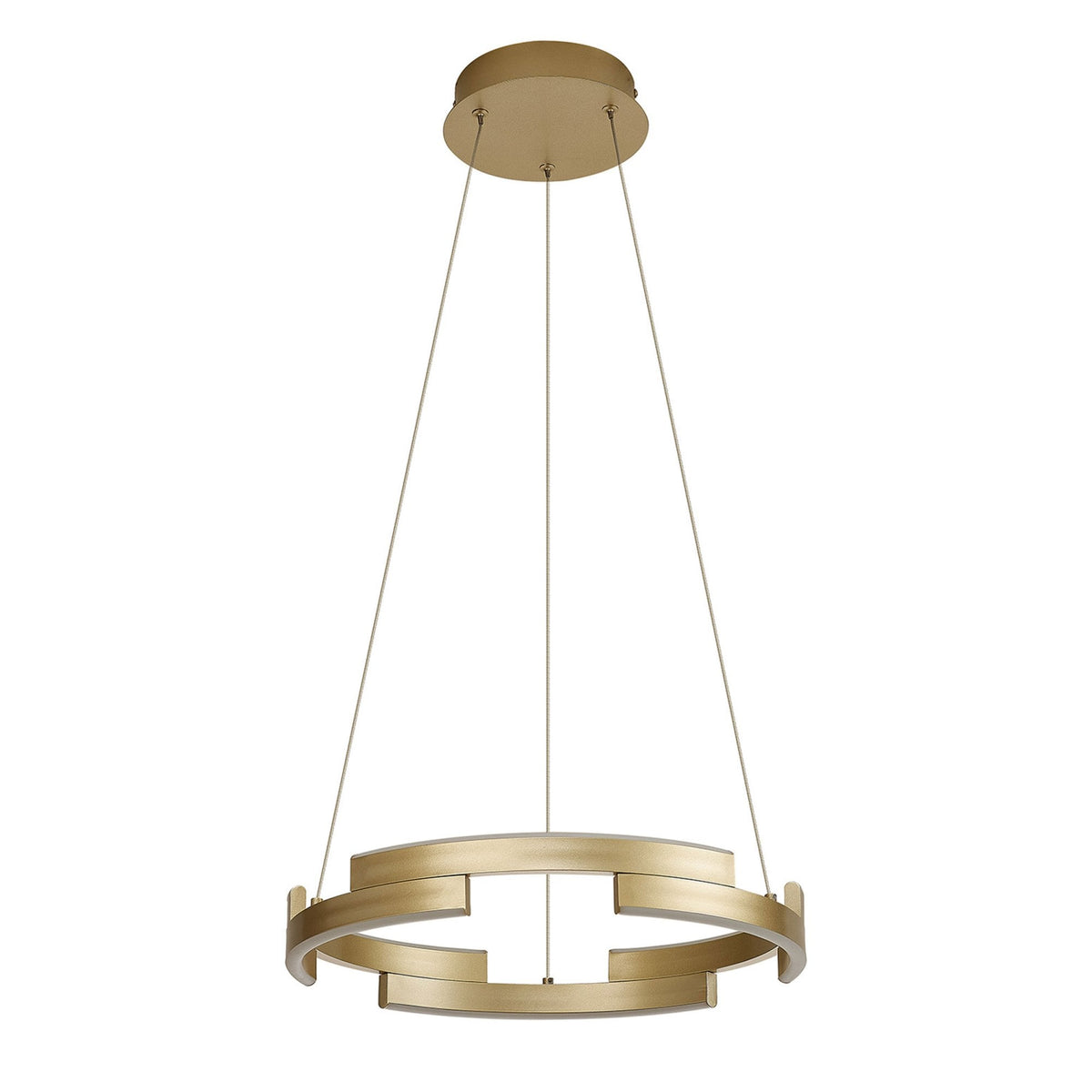 Alfreton 40cm 22W LED Pendant in Satin Gold Finish & Opal Diffusers