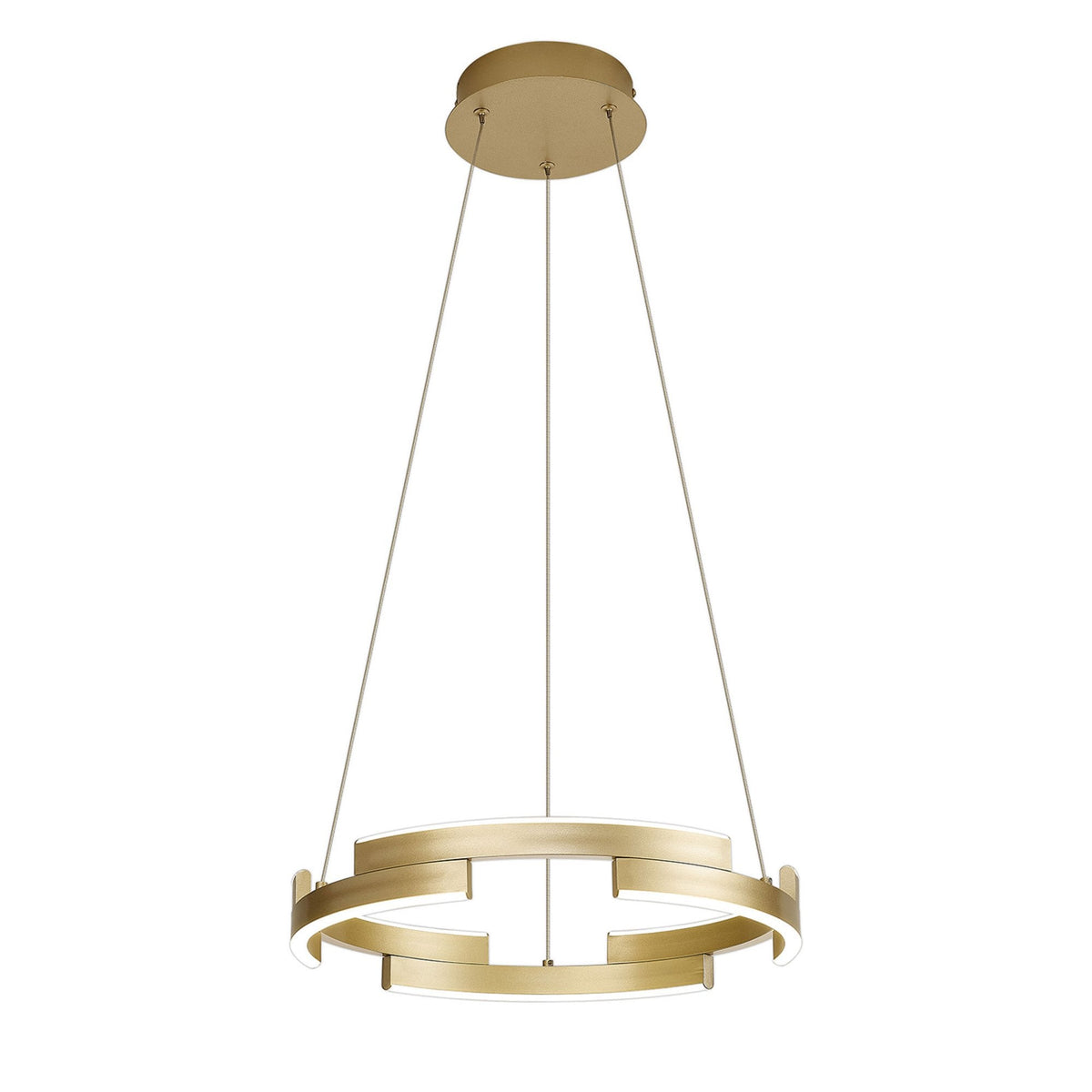 Alfreton 40cm 22W LED Pendant in Satin Gold Finish & Opal Diffusers