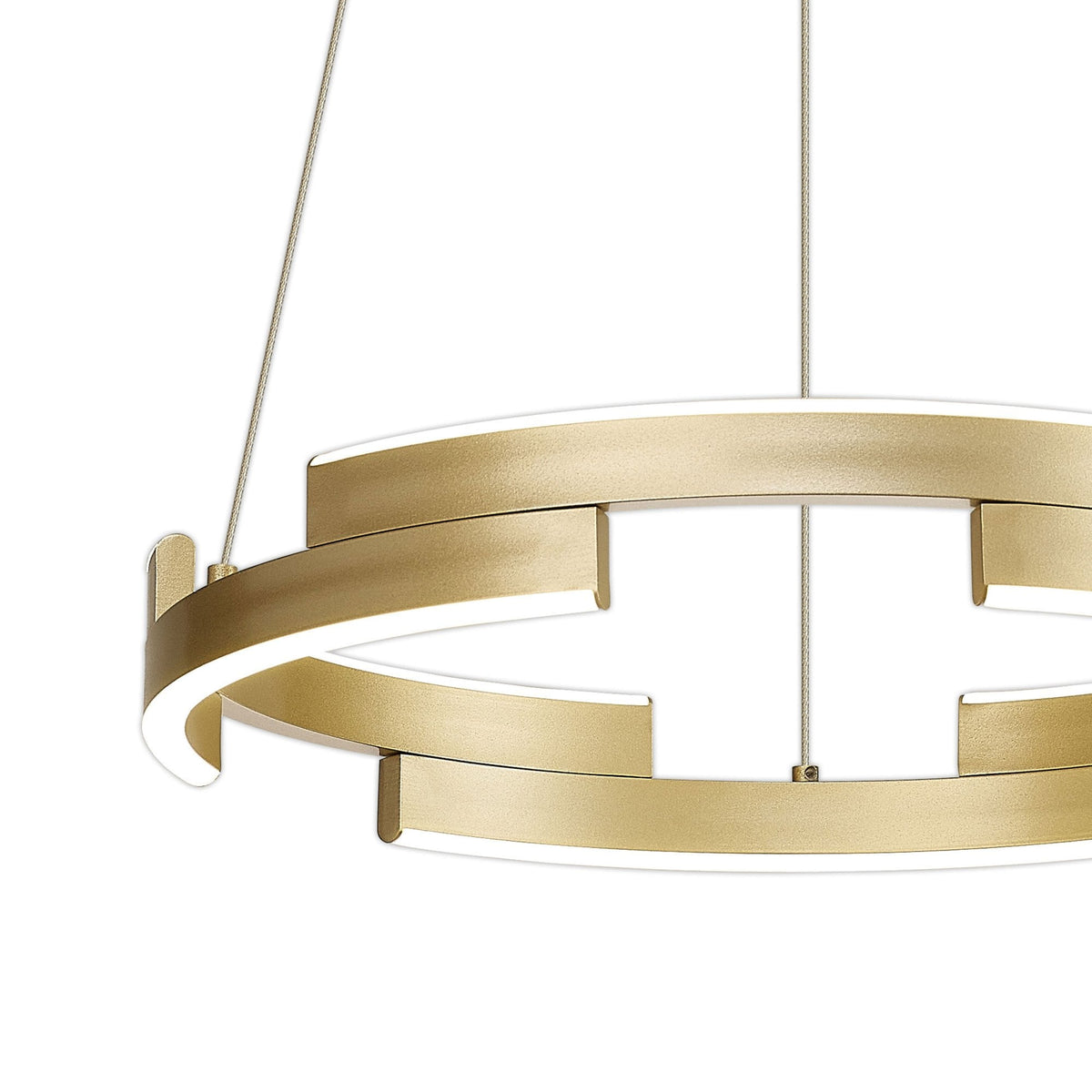 Alfreton 40cm 22W LED Pendant in Satin Gold Finish & Opal Diffusers