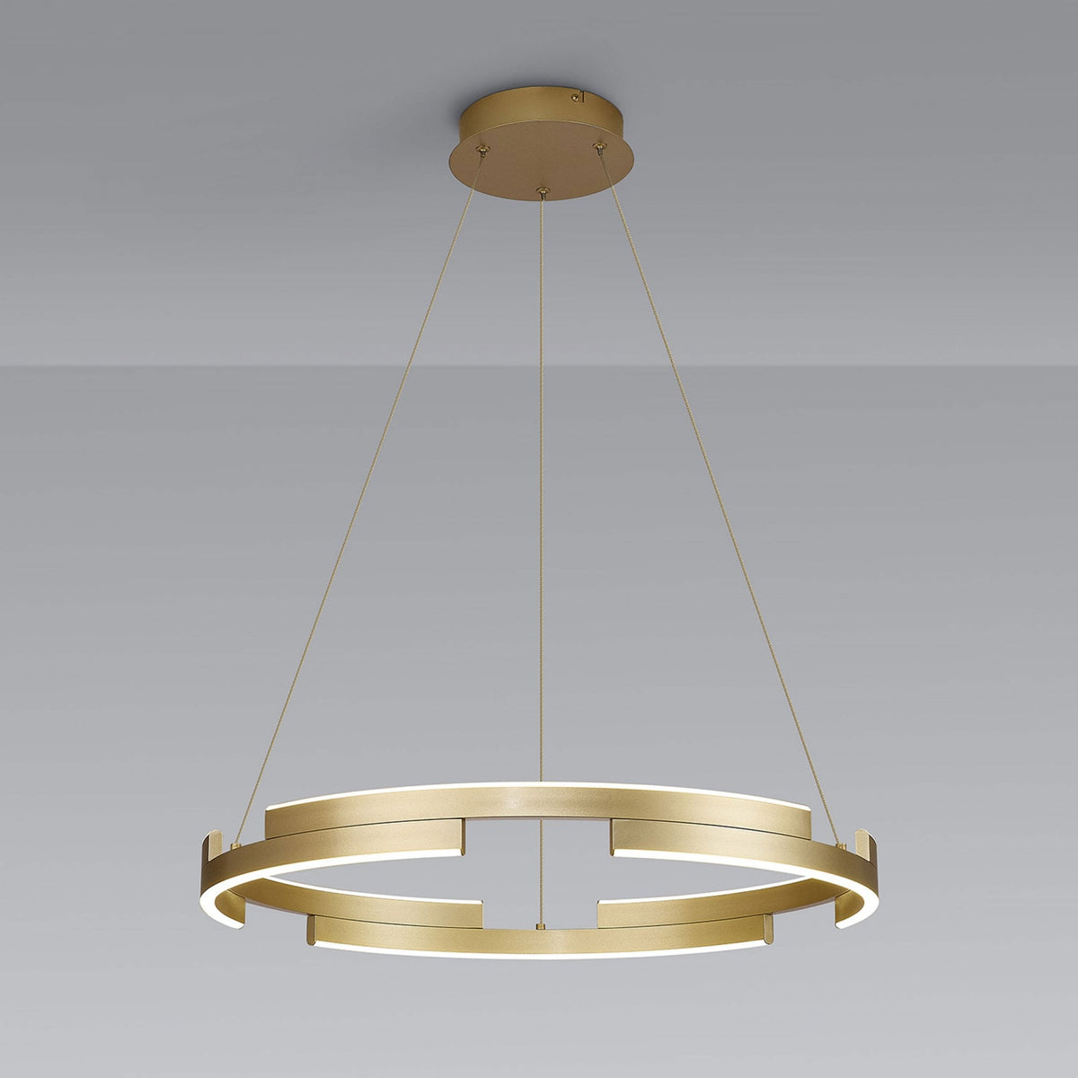 Alfreton 60cm 36W LED Pendant in Satin Gold Finish & Opal Diffusers