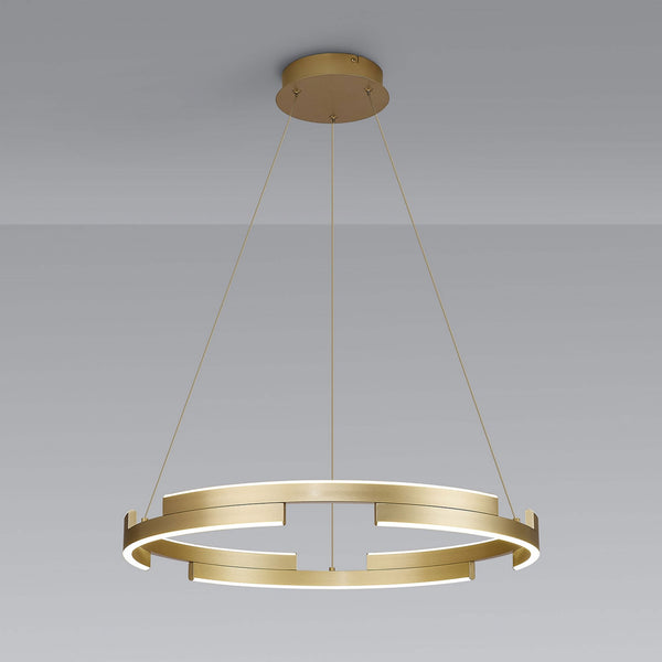 Alfreton 60cm 36W LED Pendant in Satin Gold Finish & Opal Diffusers