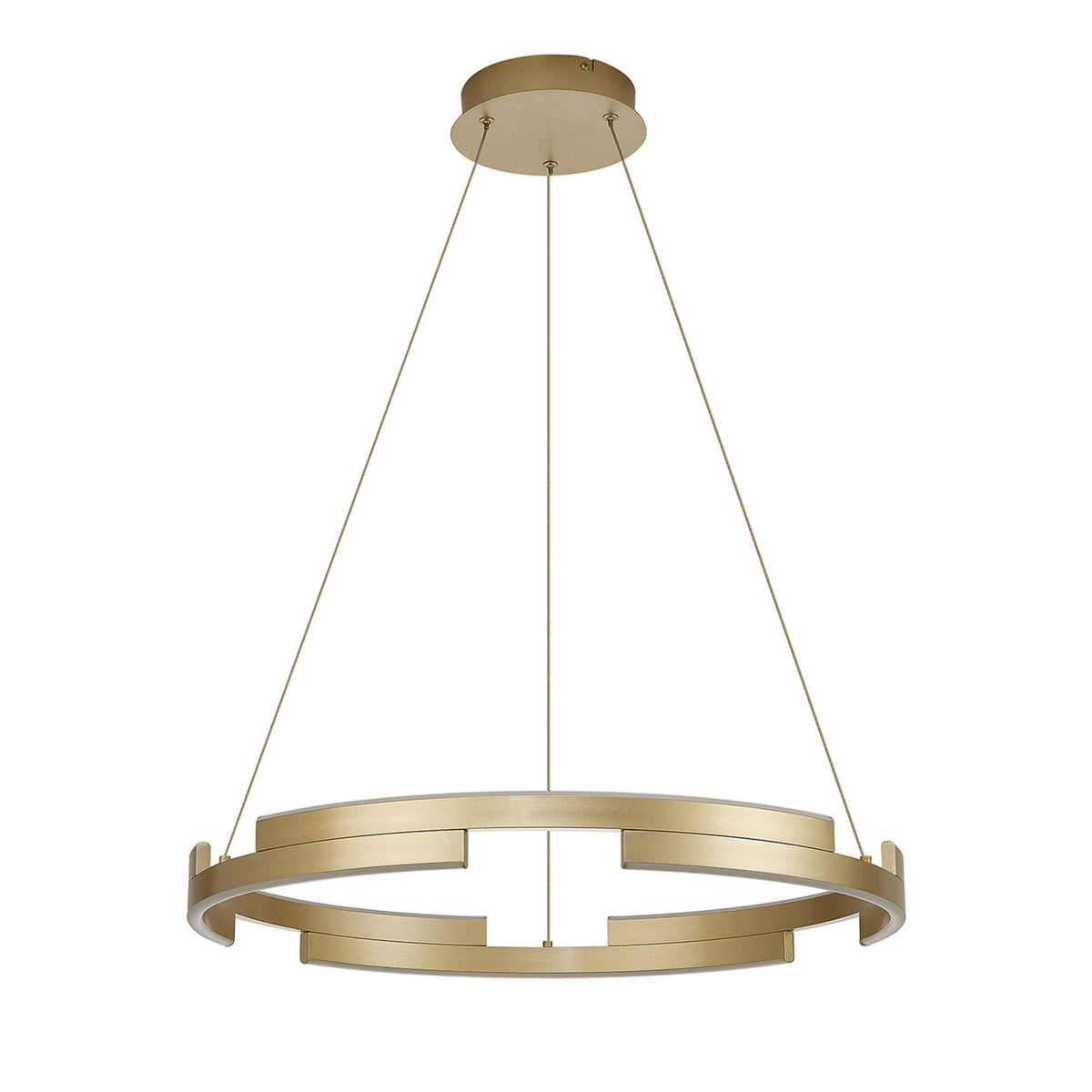 Alfreton 60cm 36W LED Pendant in Satin Gold Finish & Opal Diffusers