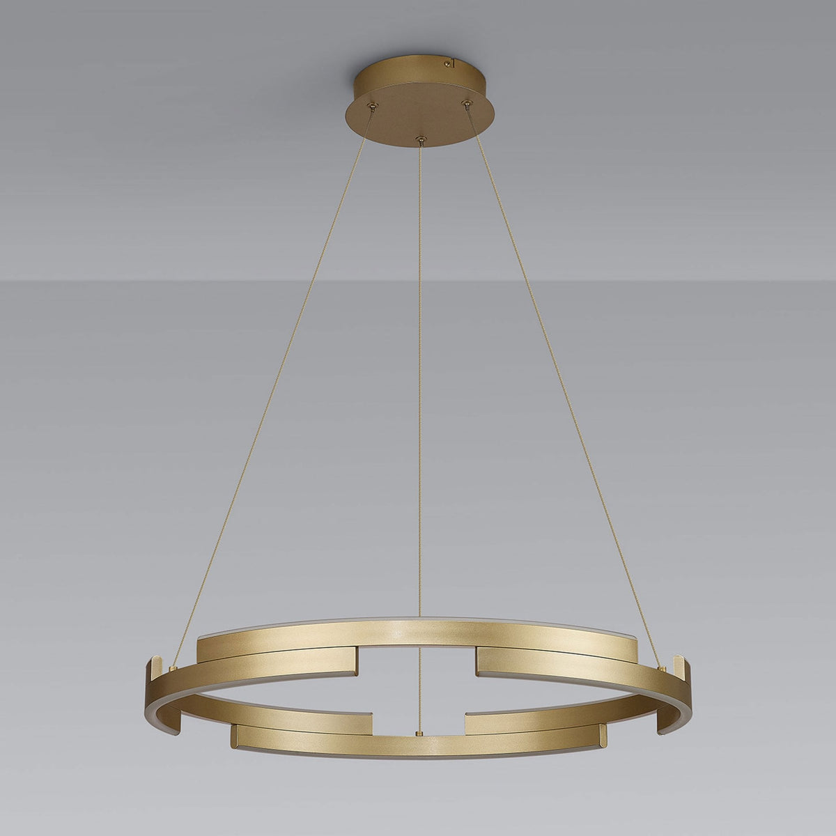 Alfreton 60cm 36W LED Pendant in Satin Gold Finish & Opal Diffusers