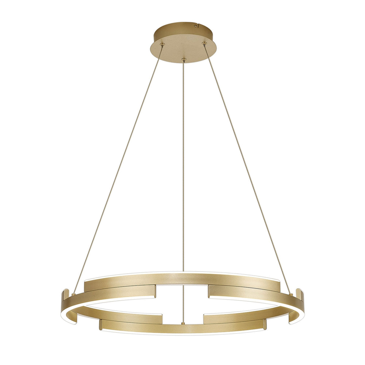 Alfreton 60cm 36W LED Pendant in Satin Gold Finish & Opal Diffusers