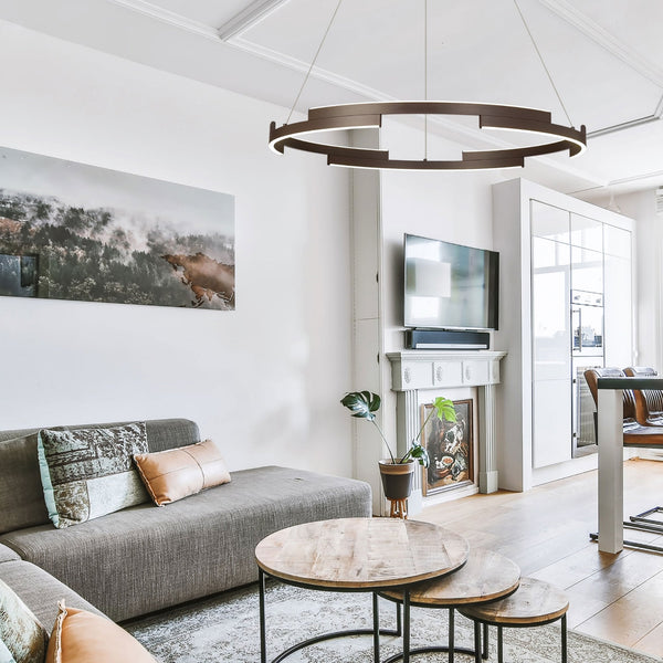 Alfreton 80cm 44W LED Pendant in Brown Oxide Finish & Opal Diffusers