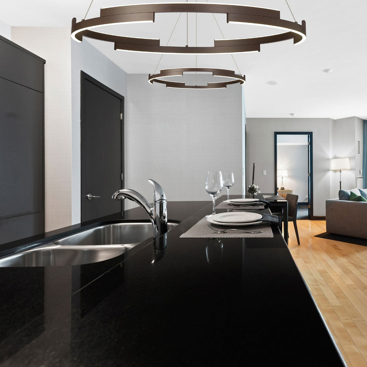 Alfreton 80cm 44W LED Pendant in Brown Oxide Finish & Opal Diffusers