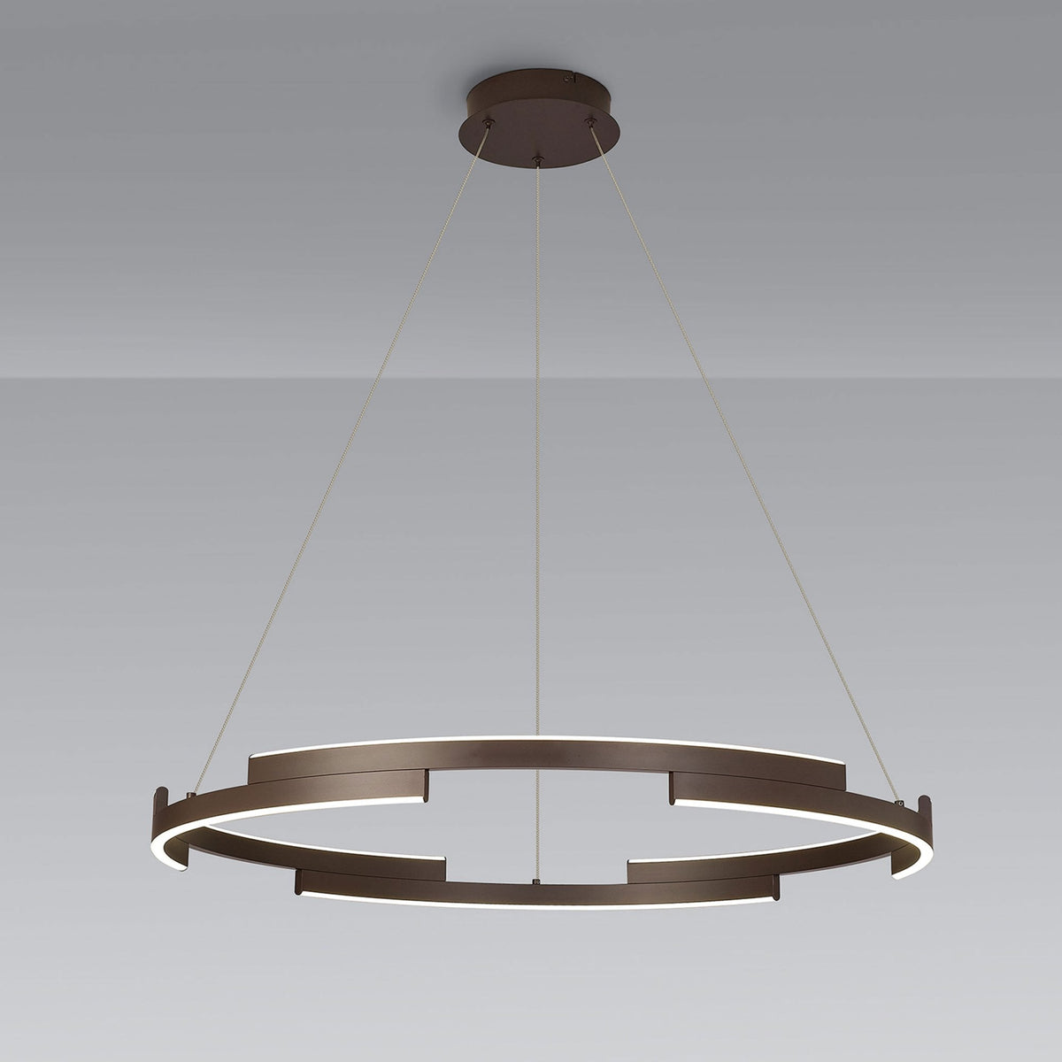 Alfreton 80cm 44W LED Pendant in Brown Oxide Finish & Opal Diffusers