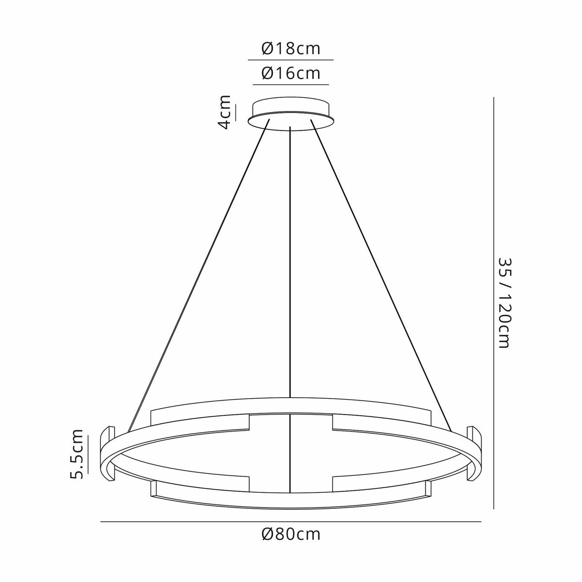 Alfreton 80cm 44W LED Pendant in Satin Gold Finish & Opal Diffusers