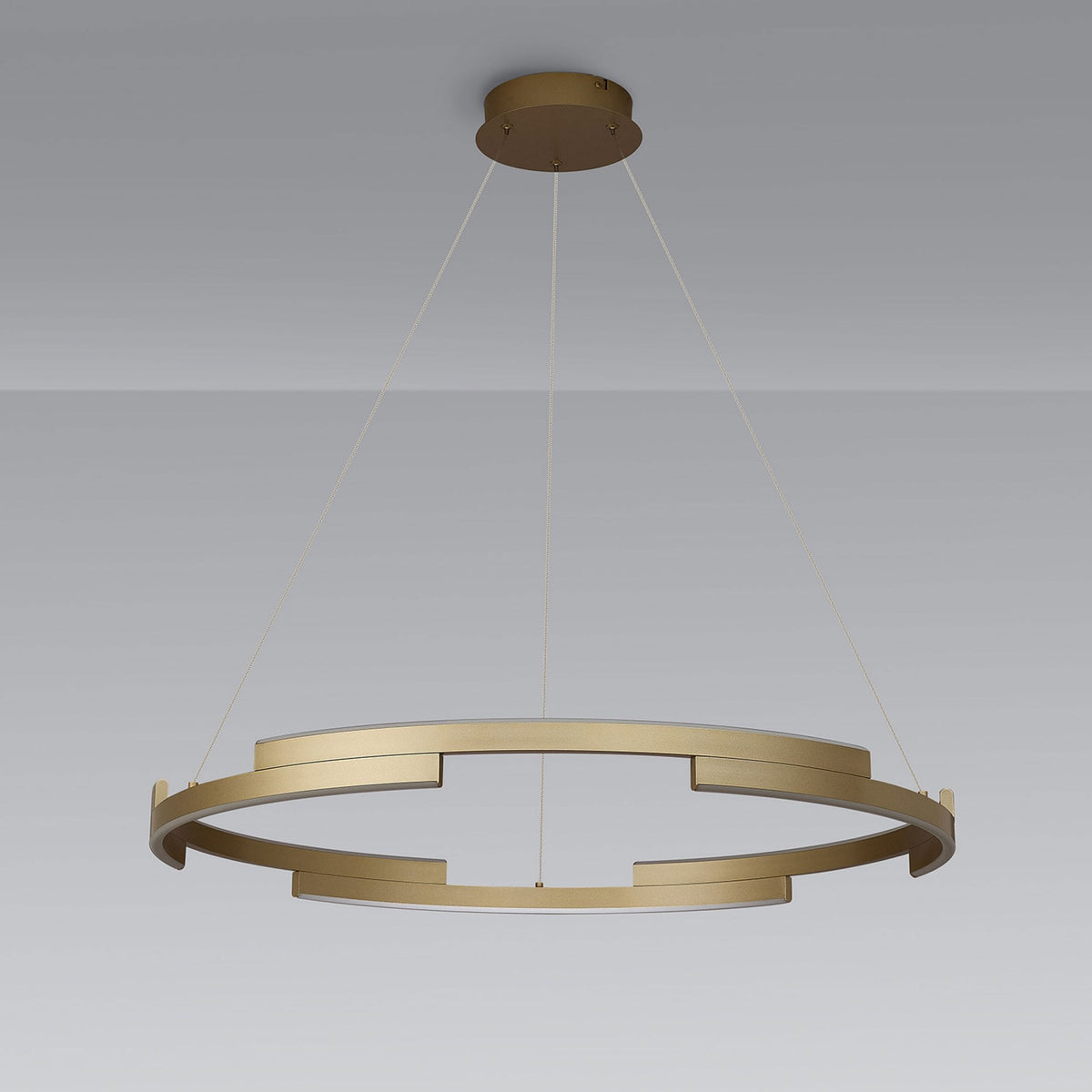 Alfreton 80cm 44W LED Pendant in Satin Gold Finish & Opal Diffusers