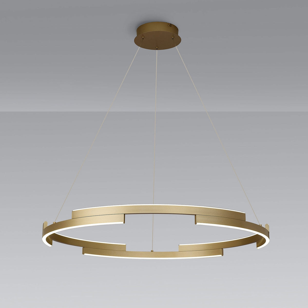 Alfreton 80cm 44W LED Pendant in Satin Gold Finish & Opal Diffusers