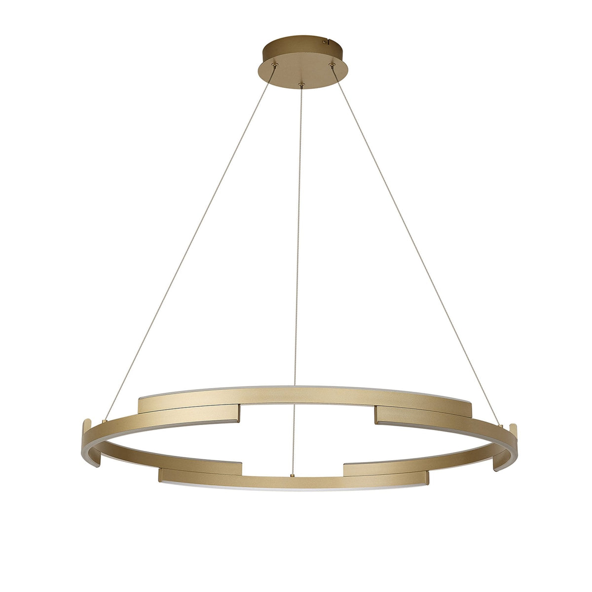 Alfreton 80cm 44W LED Pendant in Satin Gold Finish & Opal Diffusers