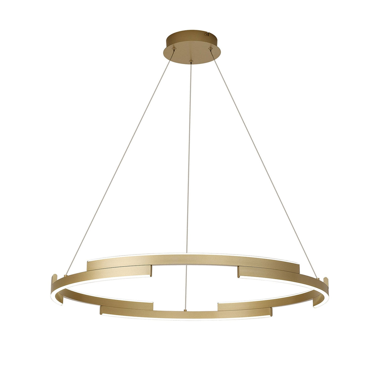 Alfreton 80cm 44W LED Pendant in Satin Gold Finish & Opal Diffusers