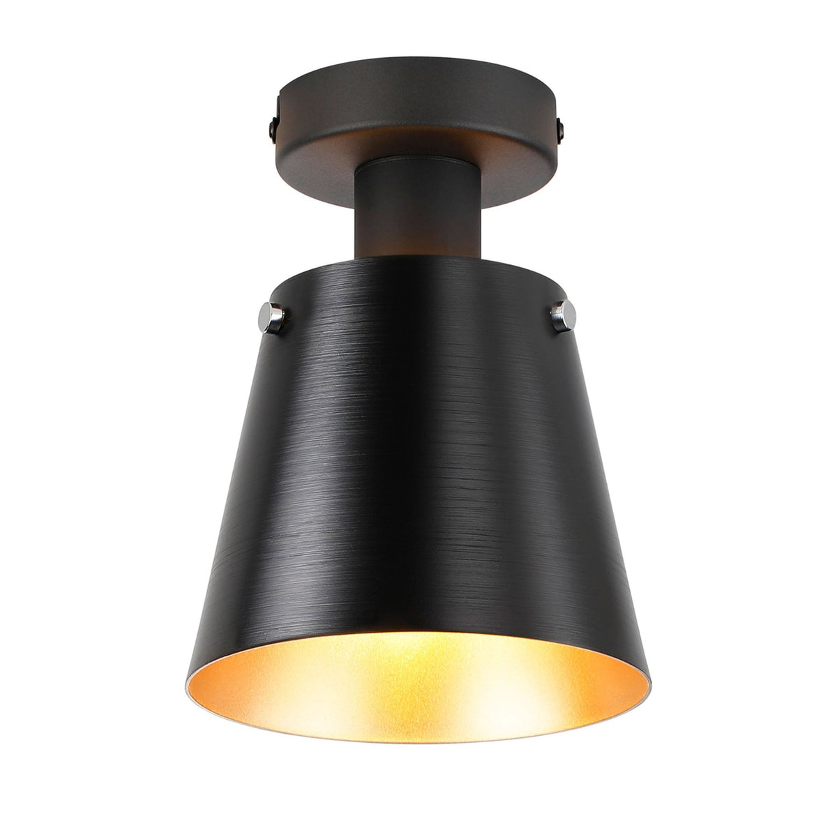 Essington 16cm Ceiling Light with Black Base & Sand Black and Gold Metal Shade