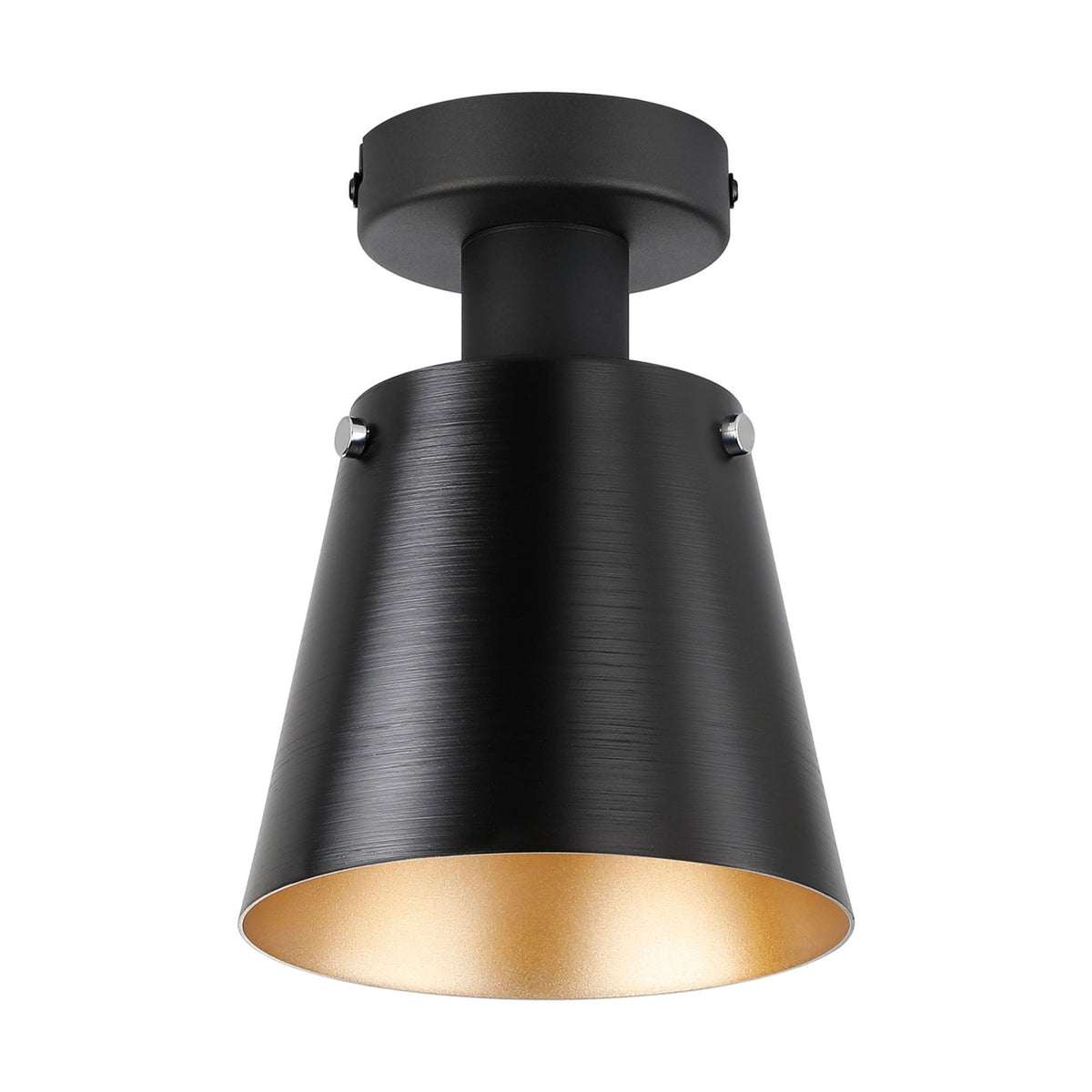 Essington 16cm Ceiling Light with Black Base & Sand Black and Gold Metal Shade