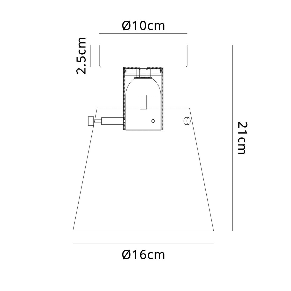 Essington 16cm Ceiling Light with Black Base & Light Grey and Silver Metal Shade