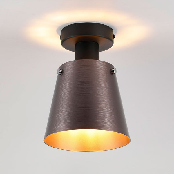 Essington 16cm Ceiling Light with Black Base & Brown and Copper Metal Shade