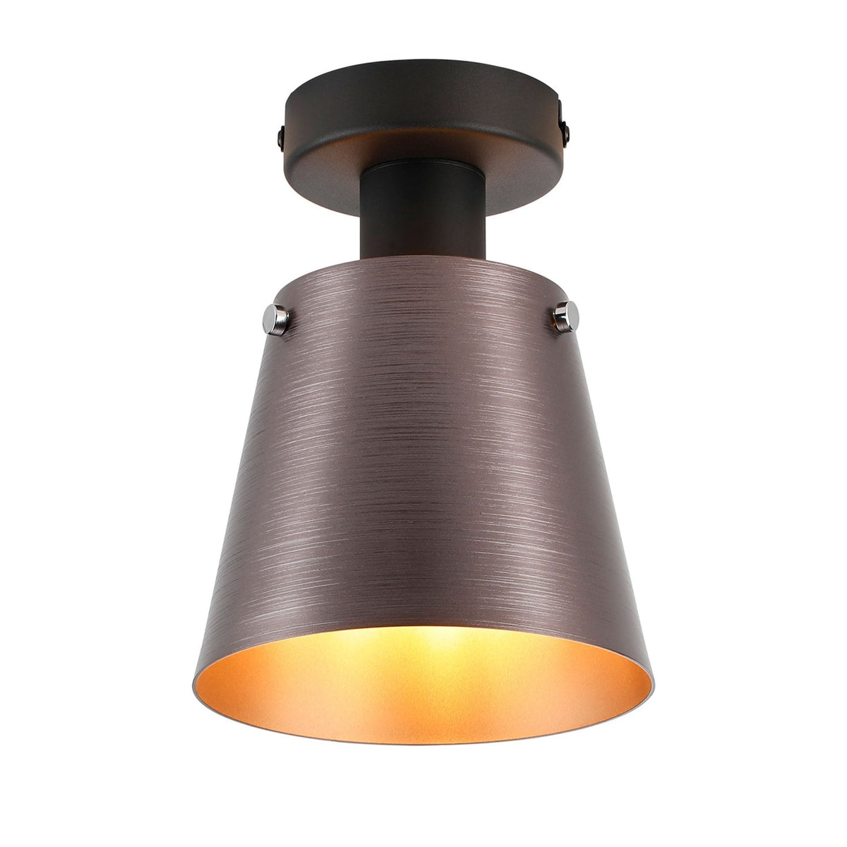Essington 16cm Ceiling Light with Black Base & Brown and Copper Metal Shade