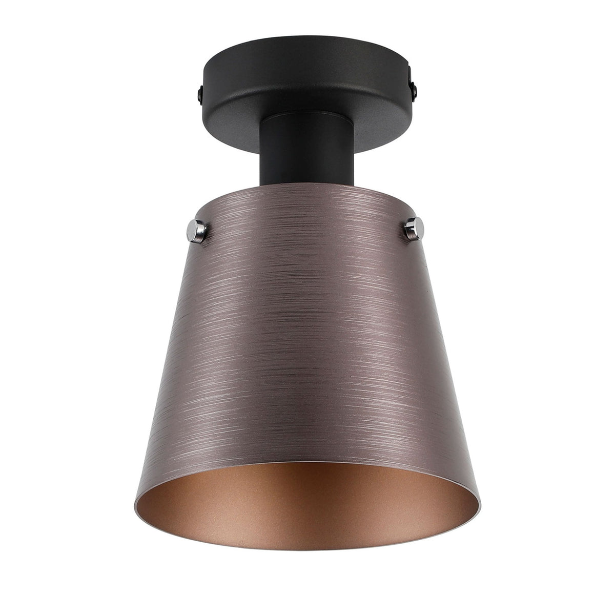 Essington 16cm Ceiling Light with Black Base & Brown and Copper Metal Shade