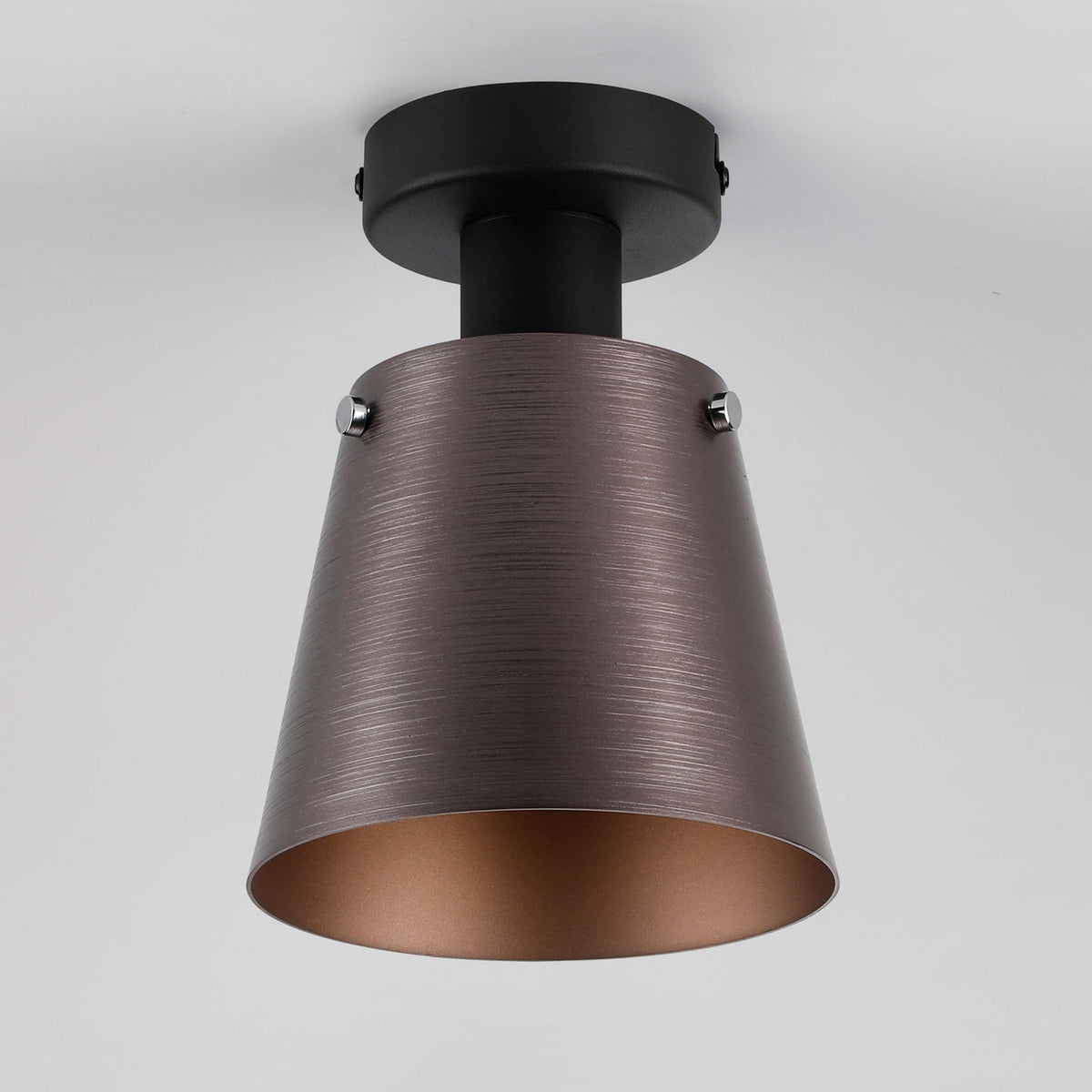 Essington 16cm Ceiling Light with Black Base & Brown and Copper Metal Shade