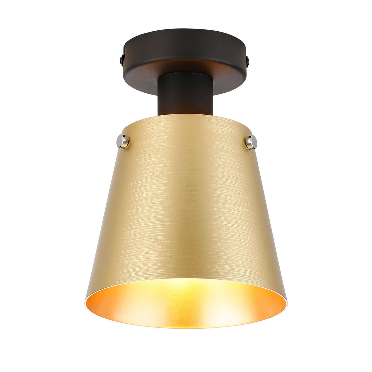 Essington 16cm Ceiling Light with Black Base & Brass and Gold Metal Shade