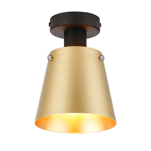 Essington 16cm Ceiling Light with Black Base & Brass and Gold Metal Shade