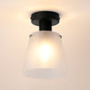 Essington 16cm Ceiling Light with Black Base & Frosted White Glass Shade