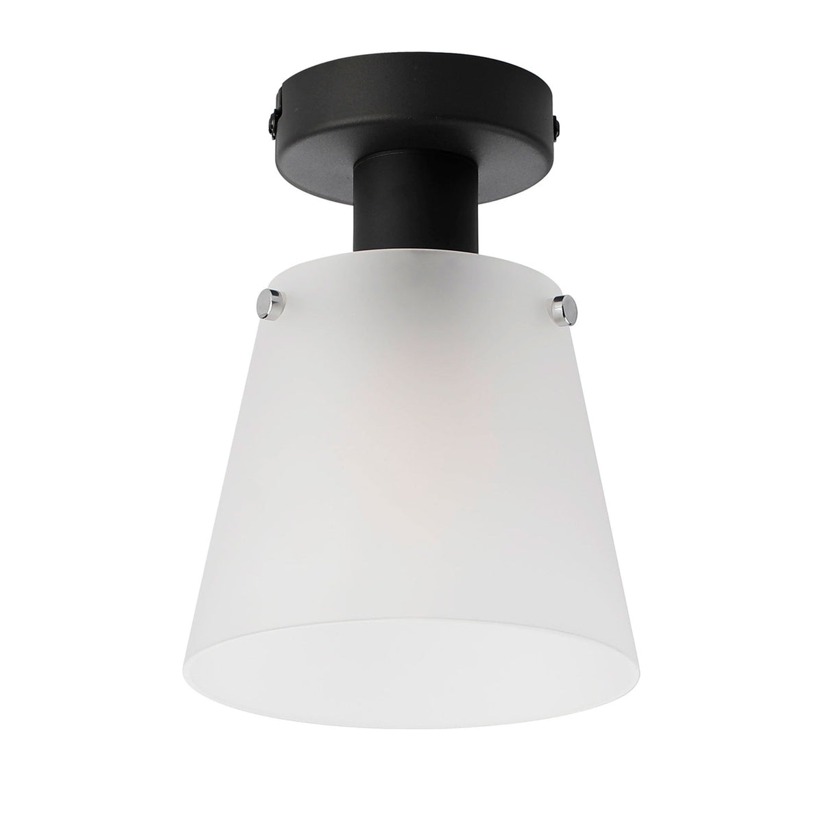 Essington 16cm Ceiling Light with Black Base & Frosted White Glass Shade