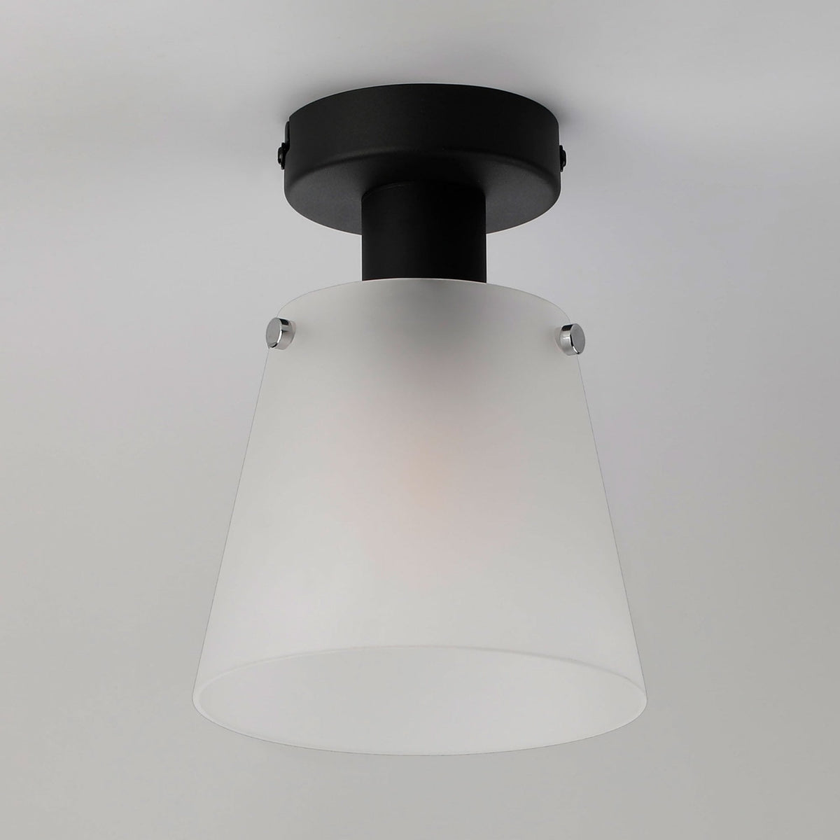 Essington 16cm Ceiling Light with Black Base & Frosted White Glass Shade