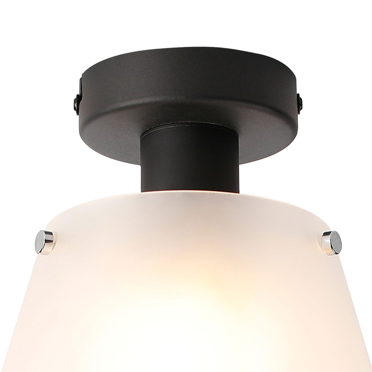 Essington 16cm Ceiling Light with Black Base & Frosted White Glass Shade