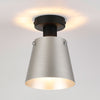 Essington 16cm Ceiling Light with Black Base & Light Grey and Silver Metal Shade