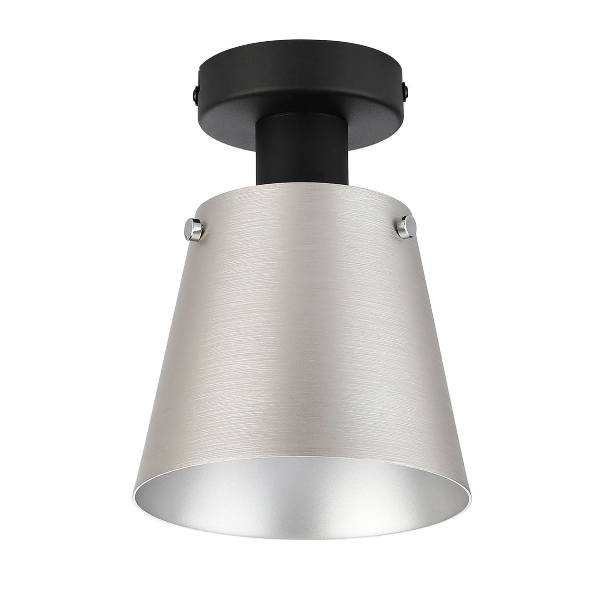 Essington 16cm Ceiling Light with Black Base & Light Grey and Silver Metal Shade