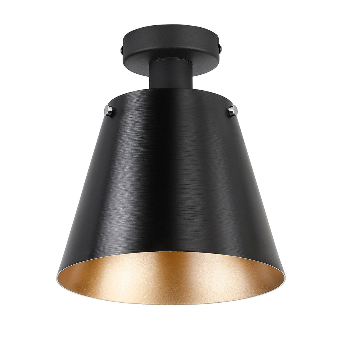 Essington 23cm Ceiling Light with Black Base & Sand Black and Gold Metal Shade