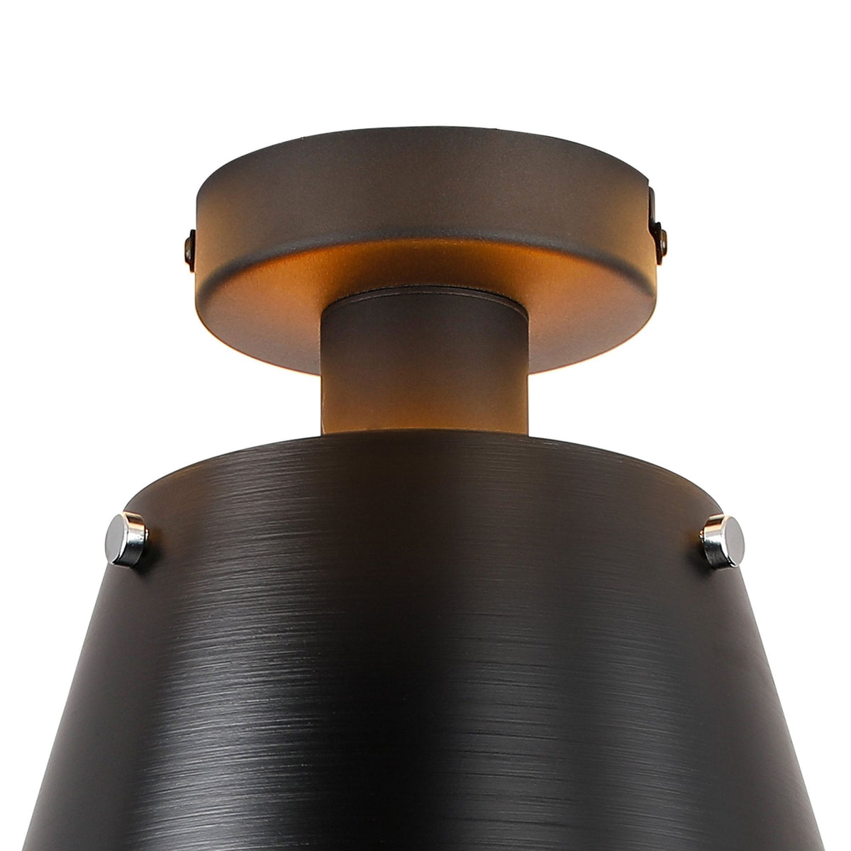 Essington 23cm Ceiling Light with Black Base & Sand Black and Gold Metal Shade