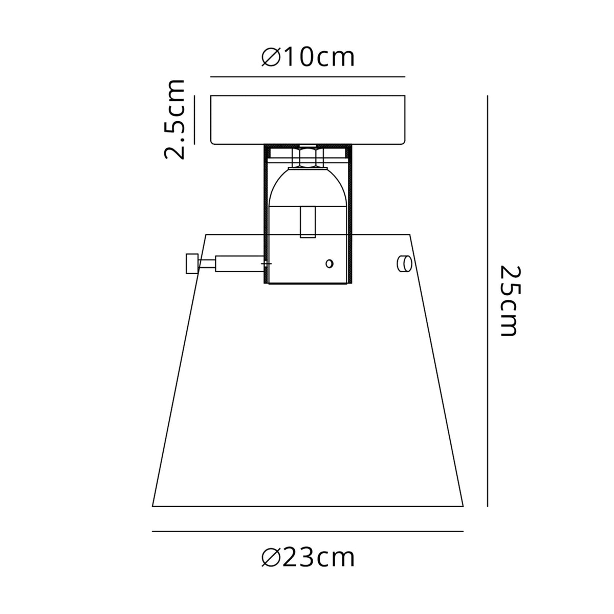 Essington 23cm Ceiling Light with Black Base & Smoke Fade Glass Shade
