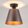 Essington 23cm Ceiling Light with Black Base & Brown and Copper Metal Shade