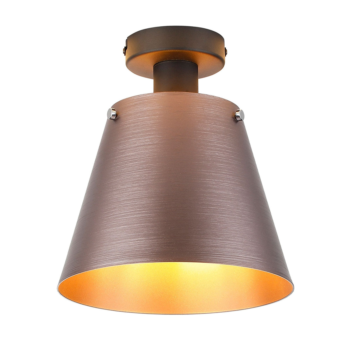Essington 23cm Ceiling Light with Black Base & Brown and Copper Metal Shade
