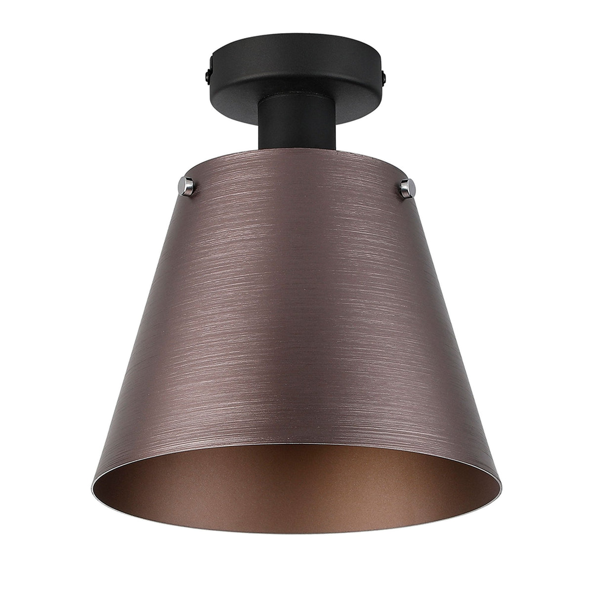 Essington 23cm Ceiling Light with Black Base & Brown and Copper Metal Shade