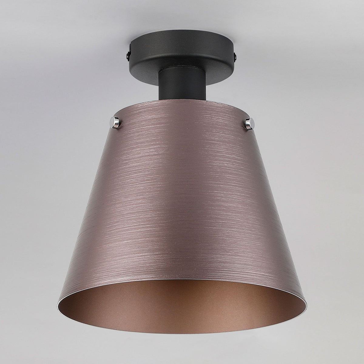 Essington 23cm Ceiling Light with Black Base & Brown and Copper Metal Shade