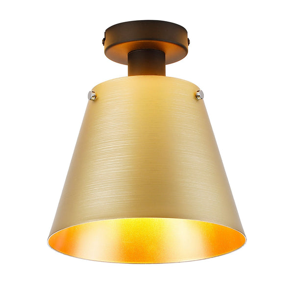 Essington 23cm Ceiling Light with Black Base & Brass and Gold Metal Shade