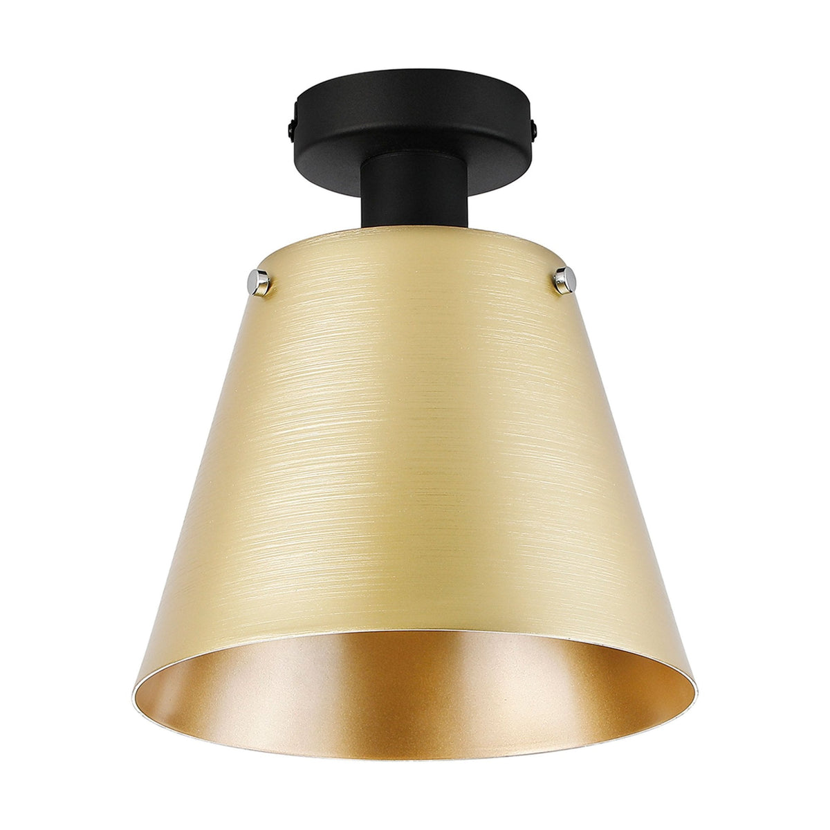 Essington 23cm Ceiling Light with Black Base & Brass and Gold Metal Shade