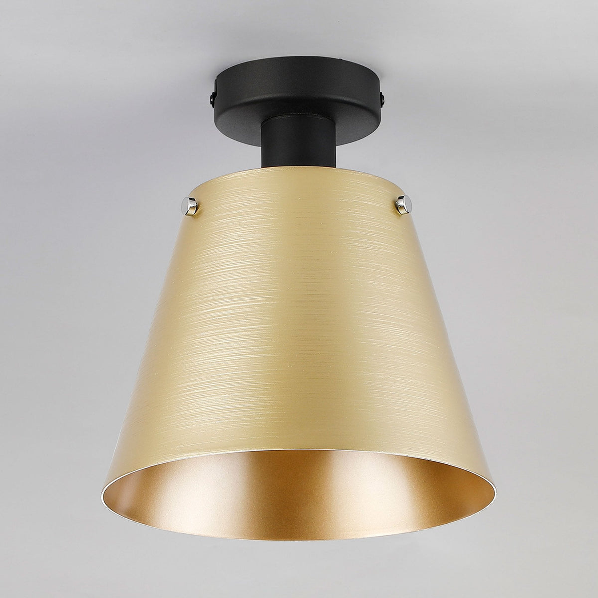 Essington 23cm Ceiling Light with Black Base & Brass and Gold Metal Shade