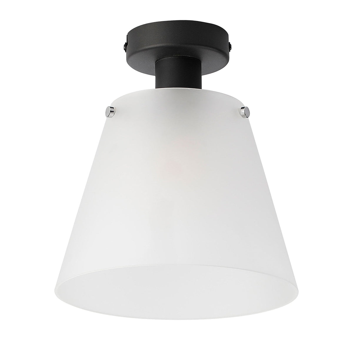 Essington 23cm Ceiling Light with Black Base & Frosted White Glass Shade