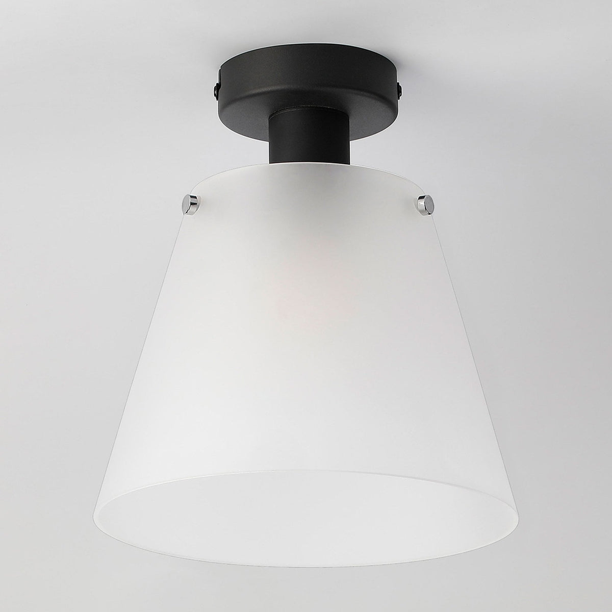 Essington 23cm Ceiling Light with Black Base & Frosted White Glass Shade