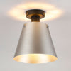 Essington 23cm Ceiling Light with Black Base & Light Grey and Silver Metal Shade