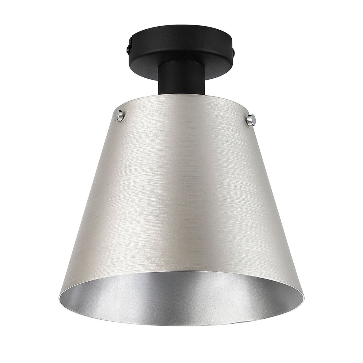 Essington 23cm Ceiling Light with Black Base & Light Grey and Silver Metal Shade