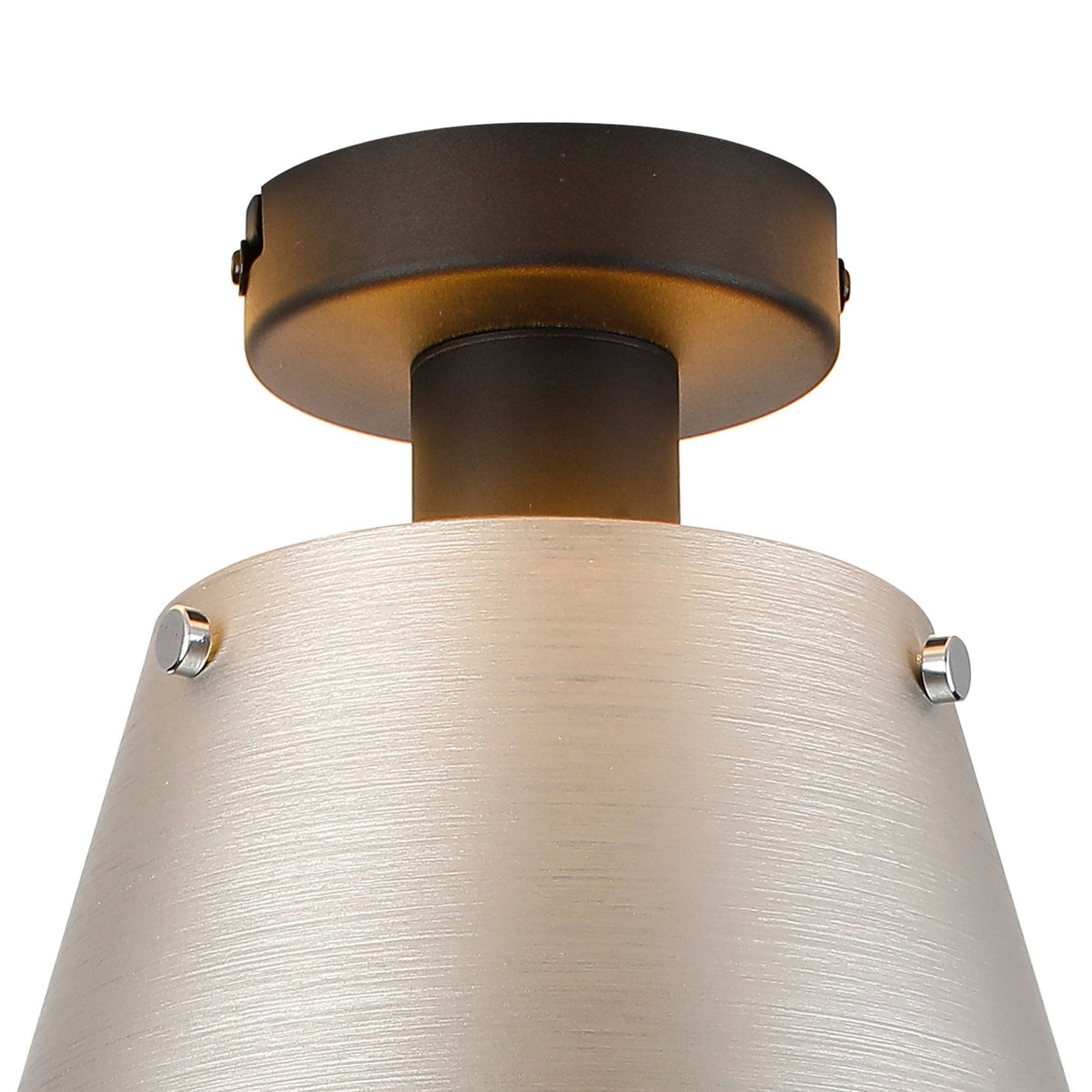 Essington 23cm Ceiling Light with Black Base & Light Grey and Silver Metal Shade