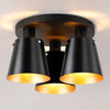Essington 38cm Ceiling Light with Black Base & Sand Black and Gold Metal Shades
