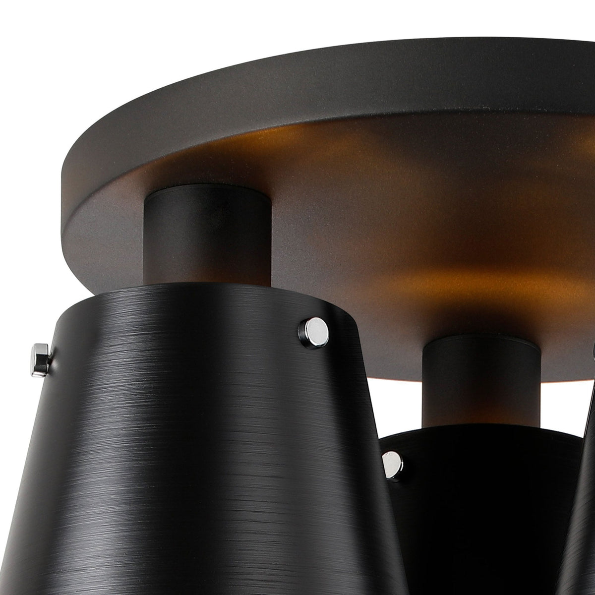 Essington 38cm Ceiling Light with Black Base & Sand Black and Gold Metal Shades