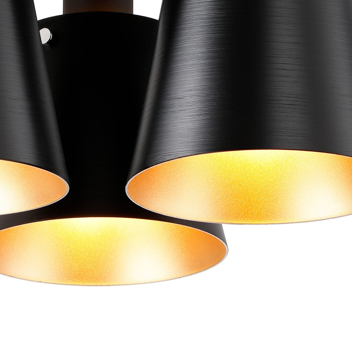 Essington 38cm Ceiling Light with Black Base & Sand Black and Gold Metal Shades